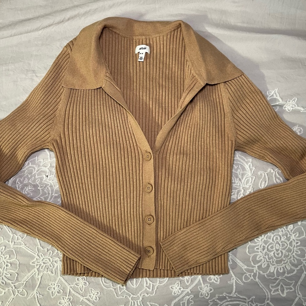 Aerie tan Button top